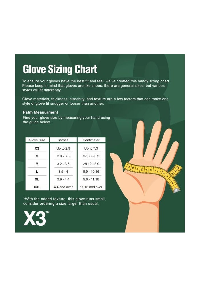 X3 AMMEX Industrial Blue Nitrile Disposable Gloves - 3 Mil, Powder-Free, Latex Free, Textured, Ambidextrous, Medium, Box of 100 - Image 3